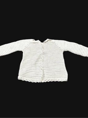 Cream Crochet Button-Front Baby Sweater